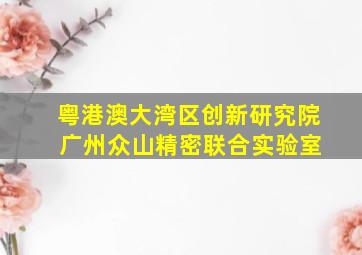 粤港澳大湾区创新研究院 广州众山精密联合实验室